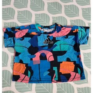 Adidas All Over Print T Shirt Graphic Tee Women Size S M Colorful